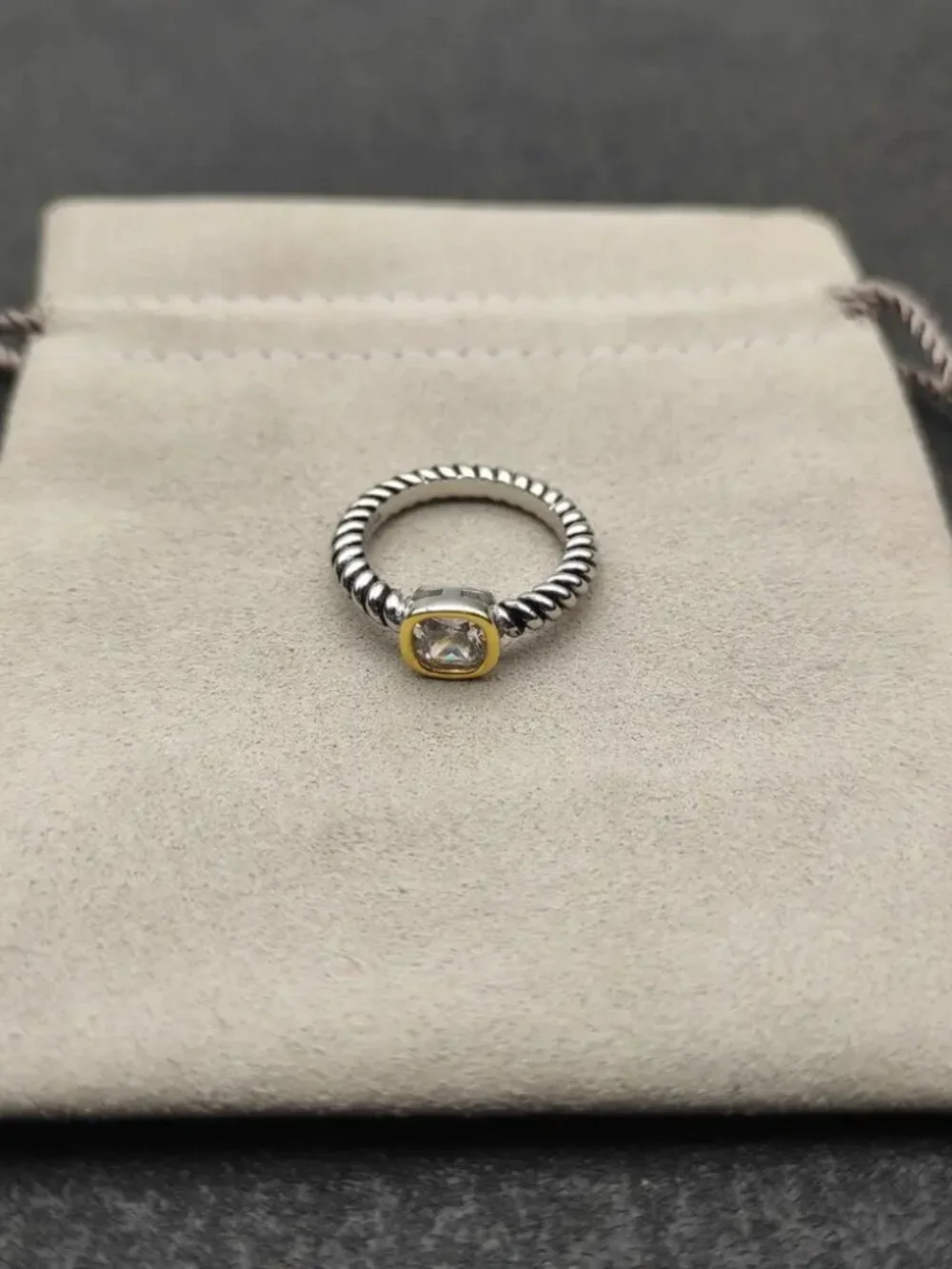 David Yurman 6mm square-cut white diamond ring